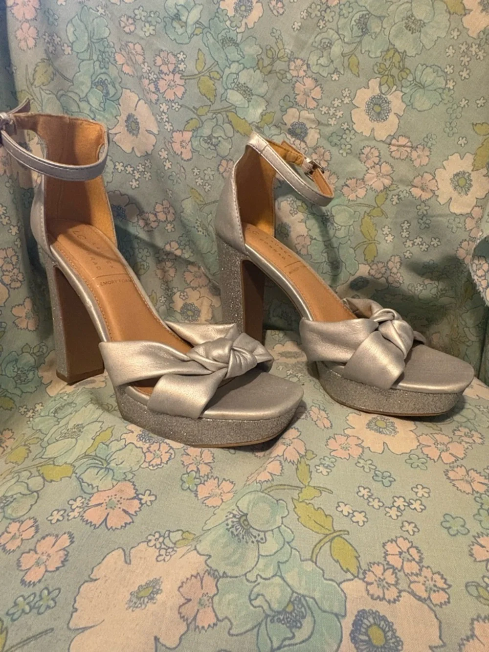 Lauren Conrad Memory Foam Silver Knot Front Platform Sandals